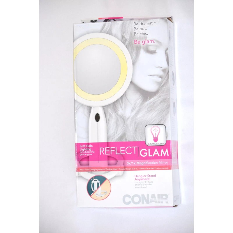 Conair Reflect 3x/1x Double Sided Magnification Magnifying 5.5" Mirror Lighted