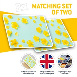 Rectangle Stickers(Set of 2) 7.5cm - Cute Yellow Buttercup Flower Laptop Tablet Luggage Scrapbook #3152