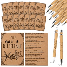 Seajan 100 Set Starfish Story Gifts Set You Make a Difference Gifts Inspirational Pocket Kraft Notebooks Bamboo Pen Appreciation Gift Bulk for Vet Tech Week Coworker Employee Nurse Teacher
