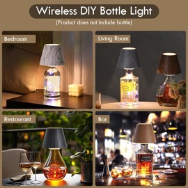 WILIT Wine Bottle Lights for Liquor Bottles, 3-Level Brightness Rechargeable Lamp Shade for Bottles, Bar Lamps for Home Bar Decor with RGB Lights, Cordless Table Lamp for Bedroom, Gifts for Her Men
