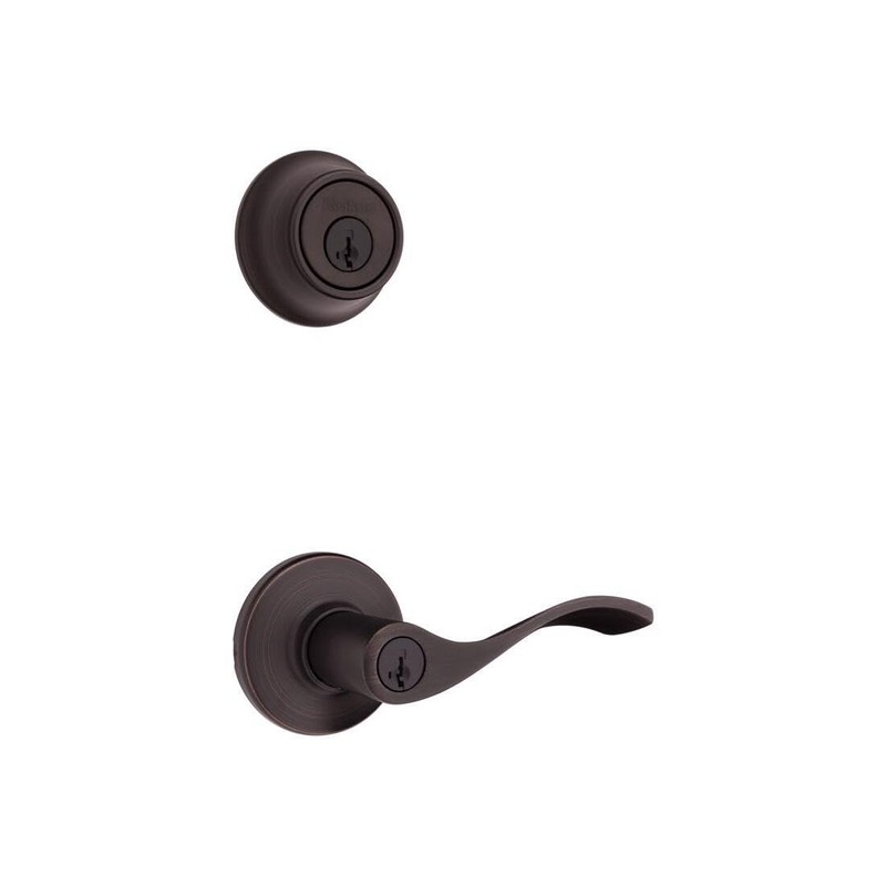 Kwikset SmartKey Security Venetian Bronze Lever and Single Cylinder Deadbolt
