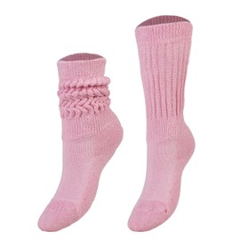 AWS/American Made 1 Pair Girls Slouch Socks 3 Years to 15 Years Long Scrunchy Crew Socks (6-8 Years Old, Pink)