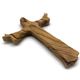 Small Wooden Cross for Wall Carved in the shape of the Crucifix Cross, Olive Wood Cross Jesus Christ Resurrection Cross Wall Décor, Holy Cross Wall Decor, Religious Easter Decorations for Home