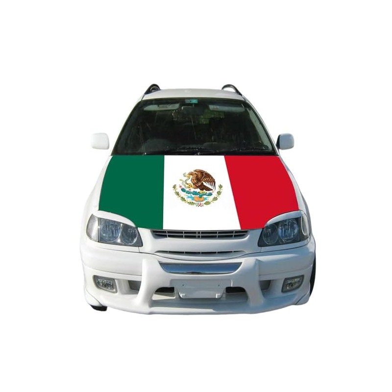 Mexico Flag Car Hood Cover Universal Fit Weather-Resistant for Cars