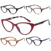EYEURL 5 Pack-Reading Glasses for Women Fashion Cat Eye Reading