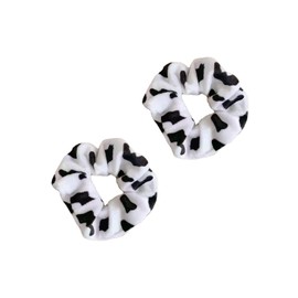 Cow Stria Hair Scrunchies Cow Print Ponytail Holder Cow String Pattern Hair Ring Ties BW60 (2 PCs-A)