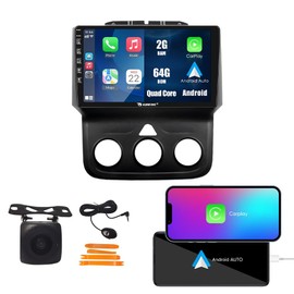 Kunfine Car CarPlay Android Auto Navigation Stereo GPS Radio Reverse Camera Display 9" IPS Touchscreen Headunit Tablet Pad Media Player For Dodge Ram 1500 2500 2013-2019 if Applicable Quad Core 2G+64G