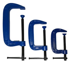 EXXO Tools C Clamp Set - 3PC C Clamps Heavy Duty Iron C-Clamps Set 3 Parts 3 Inch, 4 Inch, 6 Inch Clamp On Vise Claw Clamp Classic Clamp Home Improvement Tool Set Carpentry Woodworking Cabinet Clamp