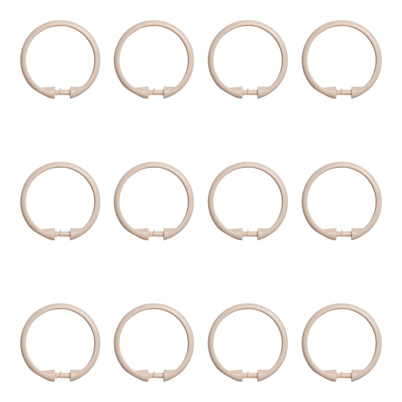 Kenney Shower Curtain Rings, Cream, 12-Pack