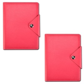 Arpan A5 Executive Personal Organiser, Ruled Notebook With Padded Cover and Stud button closure (Pink - Pack of 2)