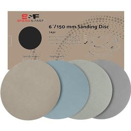 Discos de lija de 6 pulgadas con gancho y bucle de 24 piezas, papel de lija de grano 3000 4000 5000 7000 húmedo y seco para metal automotriz, papel de lija de grano fino de carburo de silicio surtido