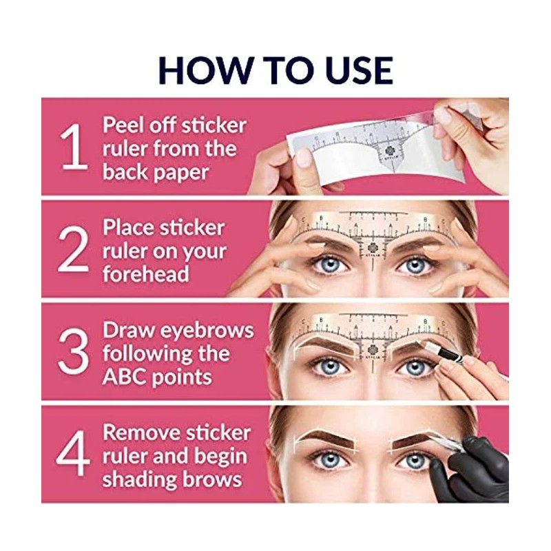 Stylia Disposable Eyebrow Ruler Stencils - Transparent Mapping Stickers