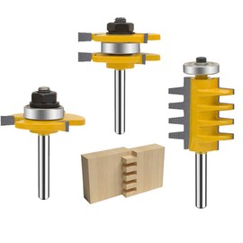 TAIWAIN Router Bit Set 1/4 Inch Shank 4 Finger Joint 3PCS Woodworking Cutter, Reversible Finger Glue Joinery Router Bits, Wood Miter Carbide CNC Cutting Tool Professional Commercial User& DIY Beginner(TA-1-4FNGER)