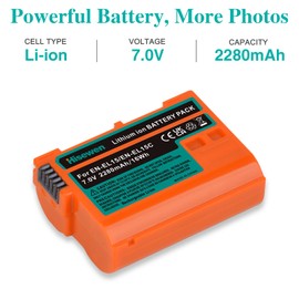 Hisewen EN-EL15C Battery 1 Pack and LED Charger for Nikon Z5, Z6, Z6 II, Z7, Z7II, Z8, D780, D850, D7500, D500, D600, D610, D750, D800, D810, D7100, D7200 Cameras.