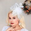 Jovono 20s Flower Feather Headbands Lace Veil Fascinator Hat Bridal