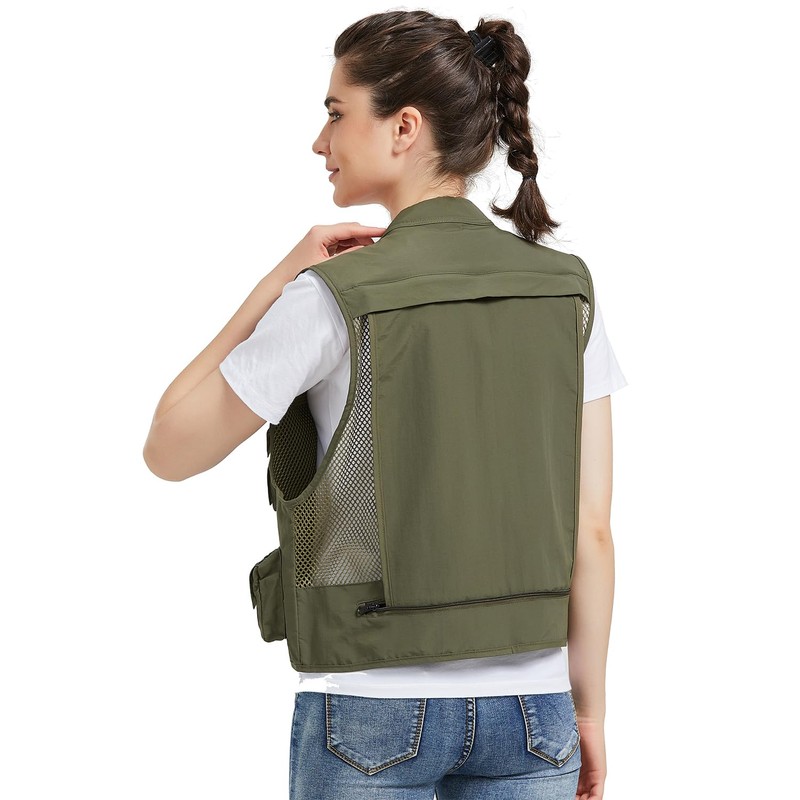 Ziker Women's Mesh Breathable Openwork Jouralist Photographer Fishing Vest Waistcoat
