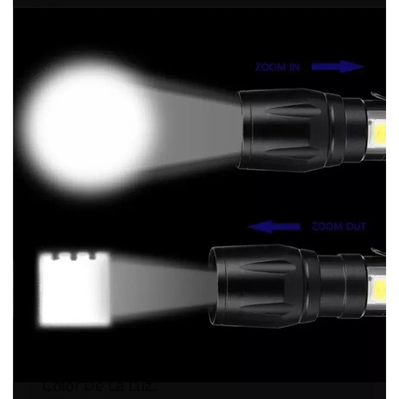 yunlong 5 Pzas Minilinterna Portatil Led,zoom,recargable,luz Lateral