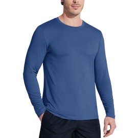 MAGCOMSEN Sun Protection Shirts for Men Long Sleeve SPF T Shirts UPF 50+ Summer Rash Guard T Shirts UV Protection T Shirts Blue Grey XL