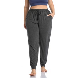 ZERDOCEAN Women's Plus Size Casual Lounge Yoga Pants Comfy Relaxed Joggers Pants Drawstring with Pockets Darkgray 3X