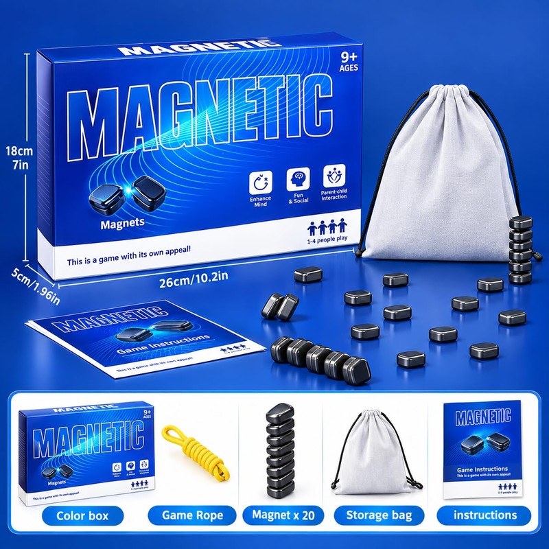 ZIGJACK Magnetic Chess Game with 20 Magnetic Stones – Portable