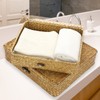 Hipiwe Set of 2 Flat Woven Wicker Storage Bins with