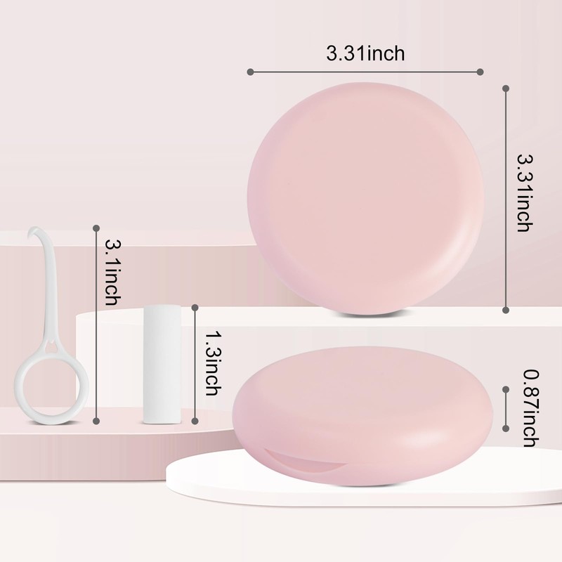 LONGMON Slim Retainer Case,Compatible with Invisalign,Aligner,Contain Remover Tool,Chewie,Pink Retainer Case