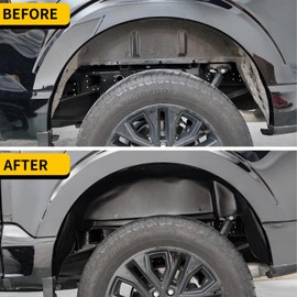 Maxzina Rear Wheel Well Liners Compatible with 2021-2025 Ford F150 (Not for Raptor) Rear Wheel Arch Liners PE No Drilling Well Guards Tire Inner Fenders for 2024 F-150 Accessories (2PCS)