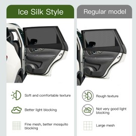4 Pcs Car Window Shades Black Set - Premium Mesh Ice Silk Sun Shades for Side Windows UV Protection Universal Fit, XXL