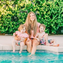 IFFEI Family Matching Swimsuits Ruffles Two Piece Bikini Set Off Shoulder Mommy and Me Bathing Suits with Straps Women: L Pink