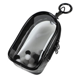 JP Number Clear Pouch, Pushing Activity, Acta Case, Mini Pouch, Clear Case, Storage, with Fluffy Ball (Dome, Black)