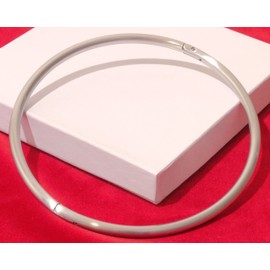 6MM Petite Thin Satin Stainless Eternity Collar Locking Slave Collar 14"