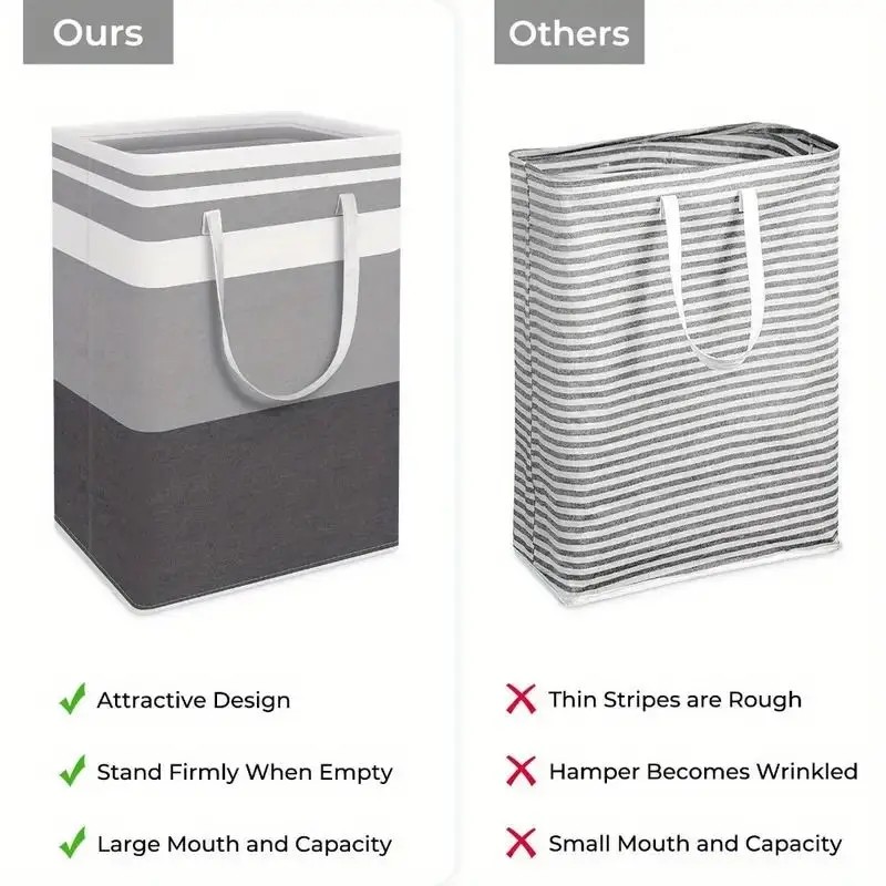 Homey 4-Pack Foldable Laundry Hampers 19.81 Gallon Rectangular Gray Fabric