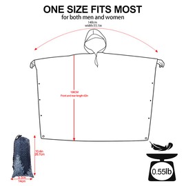 salamra Hooded Rain Poncho Waterproof Raincoat Jacket with Pocket for Men/Women/Adults