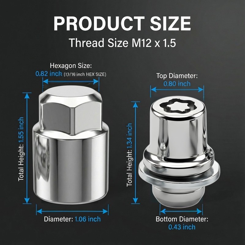 5pc M12x1.5 Wheel Lock Lug Nut Set for Toyota Lexus