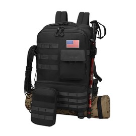 Frcofrf Military Tactical Backpack Army 3 Day Assault Pack Molle Bag Water Resistant, Black