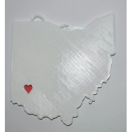 OHIO STATE OUTLINE COLUMBUS RED HEART CUTOUT HOLIDAY ORNAMENT USA PR244-OH