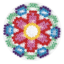 Hama Perlen 4452 Große Stiftplatten 4er Set für Midi Bügelperlen mit Durchmesser 5 mm, Motive Kreis, Herz, Quadrat und Sechseck in weiß, kreativer Bastelspaß für Groß und Klein