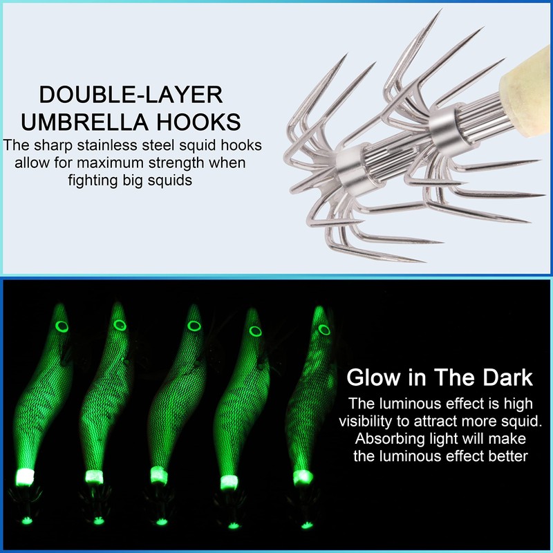 Luminous Squid Jig Hooks - Hard Shrimp Lure Fake Prawn