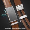 WHIPPY Men's Automatic Leather Ratchet Belt without Holes, Width 35