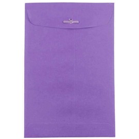 JAM PAPER 6 x 9 Open End Catalog Colored Envelopes with Clasp Closure - Violet Purple Recycled - 100/Pack