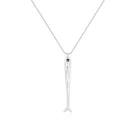 CUFELMU Silver Fish Necklace for Women, Boho Fish Charm Necklace Simple Sardine Pendant Neckalce Summer Beach Ocean Jewelry