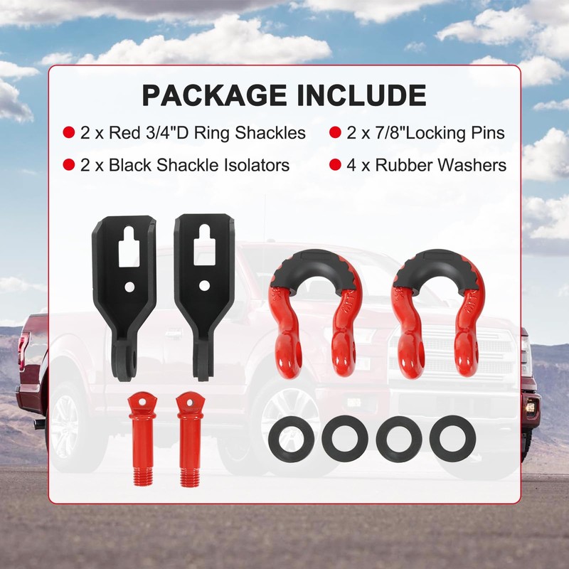 Front Tow Hook Shackle Mount Kit Compatible with Ford F150