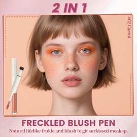 YBUETE 2 in 1 Liquid Freckle Blush Pen, Natural Lifelike Fake Freckles, Lightweight Matte Liquid Cheek Blush Makeup Pen, Long Lasting Waterproof Natural Sun-kissed Face Makeup for Women#02