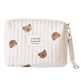 Saituo Home Nappy Bag for On the Go, Small Washable, Mini Nappy Bag for Nappies, Cloths and Toys, Nappy Bag Zip with Embroidery, Bear, Printed, Bag for Travel