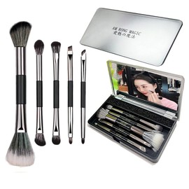 Travel Makeup Brush Set with Mirror- Pack of 10 Pcs Mini Makeup Brushes ， Necessary Combination for Daily Makeup.Foundation Concealer Blush Eyeshadow Contour Powder Eyebrow Brush Set