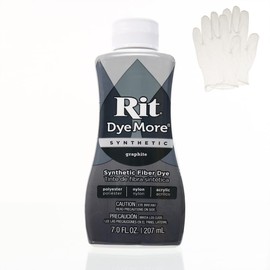 Rit DyeMore 7 Oz. Synthetic Liquid Fiber Dye Single Pack with Plastic Gloves for Clothing, Décor, and Crafts – Graphite