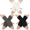 Bencailor 3 Pairs Fingerless Gloves Winter Warm Fingerless Mittens Knit