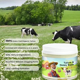 Rindertalg und Honigbalsam, Tallow & Honey Balm, Talg Gesichtsfeuchtigkeitscreme, Bio Gras gefütterter Rindertalg und Honigbalsam Kein Chemie,tief feuchtigkeitsspendend für Gesicht &(60G)