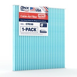 BNX TruFilter C7036 Cabin Air Filter, HEPA 99.97%, Compatible With Hyundai Accent, Genesis Coupe, Tucson, Veloster, Kia Forte, Forte Koup, Forte5, Rio, Rio5, Rondo, Sportage