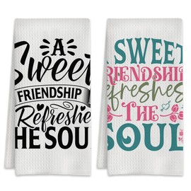 NITAHHHY A Sweet Friendship Refreshes The Soul Kitchen Towels Set of 2,Quick Dry Microfiber Cloth Dish Towel Drying Hand Towels for Kitchen Gifts for Women Men 16" x 24"